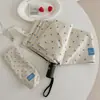 Paraguas plegable de lunares fresco y sencillo para niñas, con revestimiento negro, doble uso para sol y lluvia, totalmente automático, protector solar, paraguas de cápsula portátil