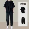 Traje de verano de manga corta para hombre marca de moda americana camiseta rufián guapo un conjunto de pantalones casuales a juego niños fresco guapo usar traje