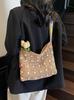Bolsa de Ombro Transversal Tote Feminina 2026 Estilo Novo Personalizada Tecida com Flores e Decorada com Pérolas Elegante e Fashion