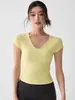 Camiseta deportiva de manga corta transpirable de secado rápido, corte ajustado, para mujer, para correr, Pilates, bádminton y fitness