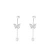 Clavo de Oreja de Plata Mori S999 para Mujer Borla Mariposa Diamante Clavo de Oreja 2024 Nueva Moda Tornillo Temperamento C01297