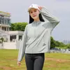 Roupas de Proteção Solar Verão Roupas de Trabalho com Capuz Cor Sólida Roupas de Proteção Solar Anti-UV Seda Gelada Roupas para Pele Jaqueta Feminina Em Estoque