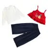 Conjunto de 3 Peças Casual da Moda Nova para Meninas, Estilo Coreano, com Suspensórios para Outono Inicial - Primavera/Outono 2026