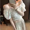 [En Stock] Camiseta Divertida de Té de Burbujas Verano Nueva Camiseta de Manga Corta para Mujer Top Corto Hombros Descubiertos