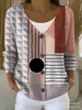 Nueva sudadera con botones de manga larga y cuello en V transfronteriza para otoño e invierno, chaqueta suéter de moda con personalidad impresa en 3D suelta para mujer
