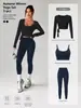 Nuevo conjunto de tres piezas de fitness para mujer, ajustado, muy elástico, secado rápido, leggings de capa base, ropa para Pilates yoga