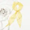 Bufanda larga pequeña de seda estilo francés Diadema tocado vintage estilo coreano Bufanda de seda para primavera y verano Bufanda de encaje Corbata para bolsa Corbata Cinta para el pelo