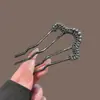 Grampo de Cabelo em U Presilha de Cabelo com Pérola Ferramenta de Fixação de Coque Pente de Cabelo Pente de Quatro Dentes Grampo de Cabelo Acessório de Cabelo para Mulheres