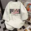 2026 Novo Estilo de Verão Casual Solto Estampa de Graffiti com Letras Camiseta de Manga Curta para Mulheres, Top Versátil Estilo Casual Preguiçoso