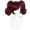 Peluca de anime para cosplay, Black Butler, peluca de Merlín, para fiestas navideñas, color burdeos intenso, peluca con tocado de doble cola de caballo
