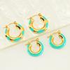 Aretes de diseño de esmalte elegante de alta calidad, acero de titanio con baño de oro de 18 quilates, aretes geométricos de color para mujer