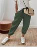 2024 Europeo y Americano Transfronterizo Amazon Comercio Exterior Algodón y Lino Cintura Elástica Pantalones Nueve Puntos Pantalones Casuales para Mujer