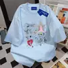 Camiseta de Algodão Puro Pesado Estilo Americano High Street Estilo Preguiçoso Gola Redonda Manga Curta para Mulheres Verão Solta Casual Estilo Unissex Top Ins