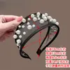 Diadema Atmosférica Estilo Hepburn 2026 con Perlas Artificiales y Ala Ancha Diadema Versátil para Exteriores Estilo Japonés Coreano Gorro Alto para la Cabeza