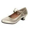 Zapatos de baile para mujer con suelas blandas y tacones medios, zapatos de baile para adultos, zapatos para baile en línea, zapatos de actuación en plateado, adecuados para todas las estaciones, zapatos de baile latino