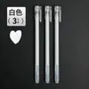 Pluma Blanca de Alto Brillo Pluma de Dibujo Pluma para Firmas Marcador Pintado a Mano Boceto de Cómic Base Negra Única Escritura Blanca Oro y Plata