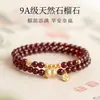 Pulsera Auténtica de Granate Natural para Mujer, Exquisito Diseño en Forma de Calabaza, Única Pulsera de Cristal Multicapa, Lujo Ligero y Sofisticada