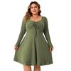 Pesquisa e desenvolvimento independentes da Amazon Europa e Estados Unidos, novo vestido plus size, vestido com gola quadrada, saia de manga comprida transfronteiriça para mulheres