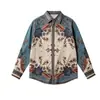 Moda Masculina 2026 Primavera e Outono Nova Camisa Versátil de Manga Longa com Estampa Floral Color-Block Retro Americano de Luxo Leve