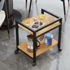 Mesa de Mahjong Porta-Chá, Dedicada para Salas de Jogos, com Cinzeiro, Armazenamento Móvel de Camada Dupla, Mesa de Centro com Máquina de Mahjong, Carrinho Pequeno