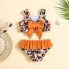 Maiô infantil com estampa de leopardo e borboleta para meninas