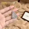 Pingente de Buda de Calcedônia de Gelo Natural, Mesmo Estilo do Xiaohongshu, Colar de Cabacinha com Folha de Gelo de Alta Qualidade Inlaid com Pedra Preciosa Cor de Jadeíta