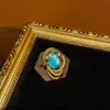 Anillo de Diseño de Piedra con Forma de Serpiente de Bronce Antiguo Occidental Chapado en Oro Retro de 18 Quilates con Piedra Natural Azul y Blanca