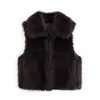 Fabricantes Mayoristas de Ropa para Mujer Transfronteriza 2025 Nuevo Estilo Solapa Cremallera Sin Mangas Piel Sintética Chaleco Cálido Chaleco Chaqueta