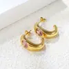 Pendientes de Acero Inoxidable de Alto Gama con Forma de C, Estilo Coreano de Moda, Pendientes de Acero Inoxidable de Moda de Nicho para Mujer, Pendientes Chapados en Oro de 18 Quilates al por Mayor