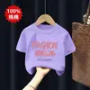 Nueva Ropa Infantil Camiseta de Manga Corta Verano 2026 Estilo Delgado Algodón Puro para Niñas Manga Media Moda Cuello Redondo Top Camiseta de Moda