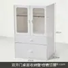 Caja de almacenamiento cosmético de escritorio con doble puerta magnética, a prueba de polvo y apilable, adecuada para escritorios de estudiantes y almacenamiento de oficina