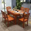 Mesa y Sillas de Comedor de Madera Maciza Combinación Mesa Plegable Retráctil para el Hogar Mesa de Comedor Cuadrada y Redonda de Doble Propósito Mesa Redonda Variable para Apartamentos Pequeños