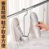 Secador de sapatos de aço inoxidável com ganchos para uso externo em casa na varanda, secador de sapatos multifuncional à prova de vento e suporte para armazenamento de sapatos
