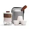 Juego de té de viaje de cristal Tang Song Guan Shan, juego completo de tazas cerámicas portátiles de servicio rápido para uso en exteriores