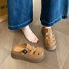 Sandalias Romanas de Piel Suave para Mujer, Nuevo Estilo Verano 2025, Suela Gruesa que Aumenta la Altura, Punta Cerrada, Huecas, para Exteriores, de Cobertura Total, Estilo Birkenstock