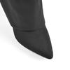 Calças de salto grosso Botas Cross-border Novas botas femininas de cano grande e bico fino com fivela de metal Botas médias longas pretas tamanho grande