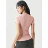 Nuevo Conjunto de Verano para Mujer de Manga Corta para Fitness, Delgado, Alta Elasticidad, Secado Rápido, Traje de Entrenamiento de Pilates, Camiseta de Yoga, Top Deportivo