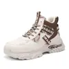 Sapatos Masculinos Tamanho Grande Novos Calçados Esportivos Casuais para Exterior Quatro Estações Sola Grossa Aumentadores de Altura Sapatos de Pai Tendência Cadarço Botas Martin
