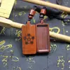 Caja Thangka de Madera de Azufaifo Rayada Natural, Caja Gawa de Pixiu, Accesorios Portátiles, Colgante, Letrero de Madera, Pura Hecho a Mano