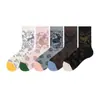 Calcetines de Algodón Hechos a Mano, Tejidos, Originales, Artísticos, Retro, Otoño-Invierno, para Mujer, Calcetines de Media Pantorrilla con Ilustración Artística Estilo Japonés, Calcetines para Mujer sin Costuras