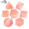 Juego de Mesa Dungeons & Dragons Color 7 Piezas traje Juego Agitar Multifacético DND RPG Rosa Pálido Ojo de Gato Dados
