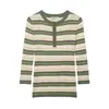 Roupas Femininas Transfronteiriças Europeias e Americanas, Tricô Listrado Versátil, Estilo Color-Blocking Europeu e Americano do Aliexpress