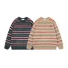 Ropa para Hombre North Boundary Marca de Moda Americana 2025 Otoño e Invierno Nuevo Suéter Rayado de Bloques de Color para Hombre Suéter de Punto de Cuello Redondo