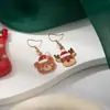 Novos Brincos de Sino de Floco de Neve Personalizados de Natal Europeus e Americanos Frescos e Doces Desenho Animado Gotejamento de Óleo Rena Urso Ganchos de Orelha para Mulheres