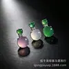 Colgante de Calcedonia Verde Hielo Natural de Alta Calidad, Ágata Verde Claro, Nuevo Estilo Chino, Chapado en Cobre Plata, Cabujón Grande Fluorescente Colgante de Jade