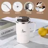 Taza de café de acero inoxidable con cuchara, taza aislante de alto valor de color, gran capacidad con pajita, taza, taza, logotipo de regalo