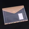 Bolsa para documentos de 11 furos A4 com folhas soltas cor transparente arquivo de dados de escritório conta papel de prova de estudante bolsa com fecho de pressão para armazenamento