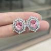 Douyin Kuaishou Transmisión en Vivo Diamante en Forma de Huevo Gema de Color Circonita Diamante Aretes Anillo Colgante Collar Set Flor de Cerezo