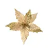 Flores Artificiales de Navidad, Flores Artificiales con Polvo Dorado, Cabezas de Flores Navideñas, Accesorios de Decoración para Árbol de Navidad, Flores Hechas a Mano para DIY