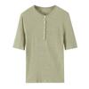 Ropa Europea y Americana Transfronteriza 2025 Verano Nueva Moda Camisa Simple de Manga Corta con Cuello Redondo Abotonada 4174010